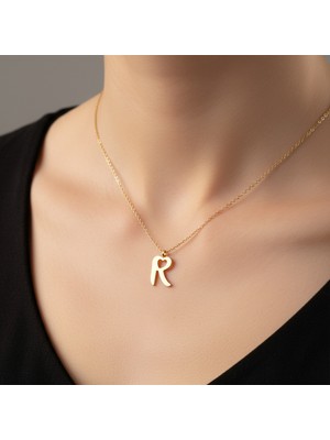 Tabitela 14 Ayar Altın Kolye Ucu Harf R   GM6178 1 gr