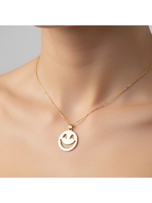 Tabitela 14 Ayar Altın Kolye Ucu Gülen Yüz GM5047 0.5 gr