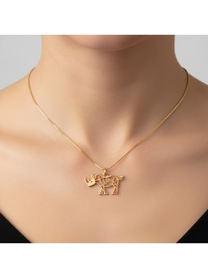TabiTela 14 ayar altın kolye ucu gergedan GM4918 1 gr