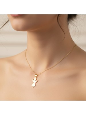 TabiTela 14 ayar altın kolye ucu melek   GM5967 1 gr