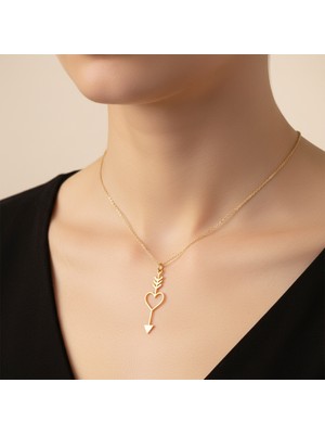 TabiTela 8 ayar altın kolye ucu ok kalbin içinden   GM6434 0.5 gr