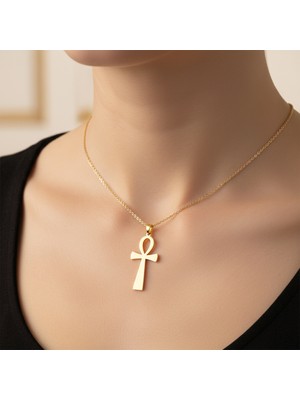 TabiTela 8 ayar altın kolye ucu Mısır Ankh   GM6721 0.5 gr