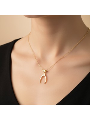 Tabitela 8 Ayar Altın Kolye Ucu Dilek Kemiği   GM8494 1 gr