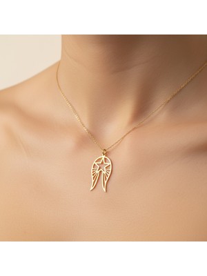 TabiTela 8 ayar altın kolye ucu melek kanatları   GM6392 1 gr