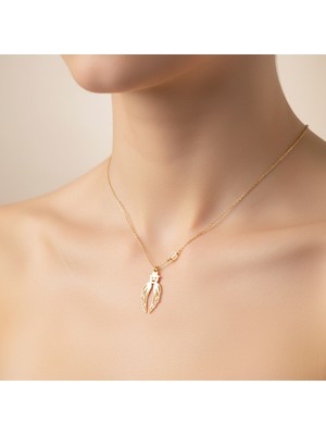 TabiTela 8 ayar altın kolye ucu melek kanatları   GM6389 0.5 gr