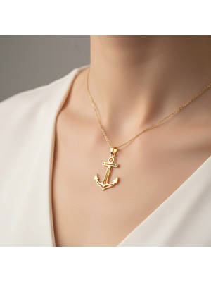 TabiTela 14 ayar altın kolye ucu çapa   GM6368 1 gr