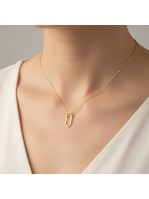 Tabitela 8 Ayar Altın Kolye Ucu Harf U   GM6231 1 gr