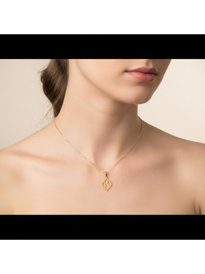 TabiTela 14 ayar altın kolye ucu Ateş alevi GM6905 1 gr