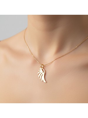 TabiTela 8 ayar altın kolye ucu melek kanatları   GM6380 0.5 gr