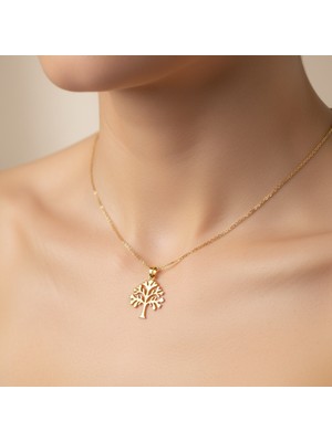 TabiTela 14 ayar altın kolye ucu meşe   GM7665 1 gr