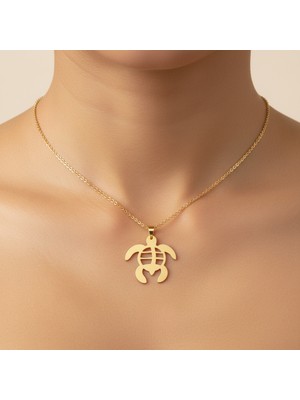 TabiTela 14 ayar altın kolye ucu kaplumbağa   GM5161 1 gr