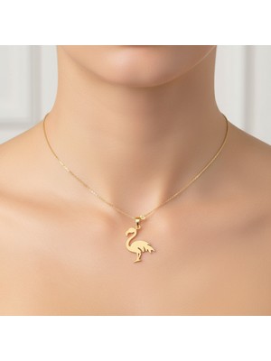 TabiTela 14 ayar altın kolye ucu flamingo GM6910 1 gr