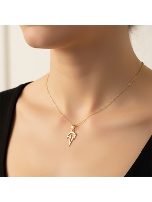 TabiTela 8 ayar altın kolye ucu şimşek   GM7374 0.5 gr