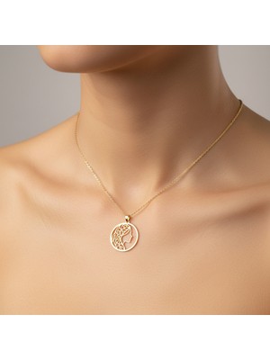 TabiTela 8 ayar altın kolye ucu çizgi sanatı portresi   GM7400 1 gr