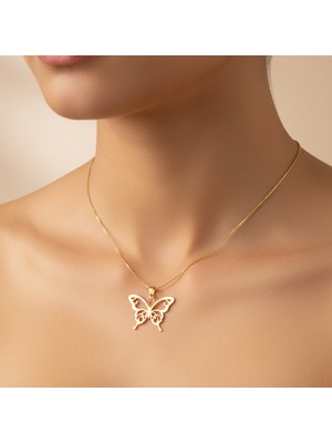 TabiTela 14 ayar altın kolye ucu kelebek GM6825 1 gr