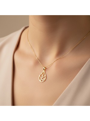 Tabitela 14 Ayar Altın Kolye Ucu Yaprak GM7288 0.5 gr