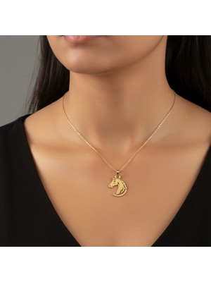 TabiTela 8 ayar altın kolye ucu at GM7146 0.5 gr