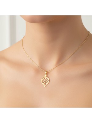 Tabitela 14 Ayar Altın Kolye Ucu Yaprak GM7322 0.5 gr