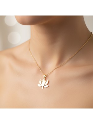 TabiTela 14 ayar altın kolye ucu lotus   GM7440 0.5 gr