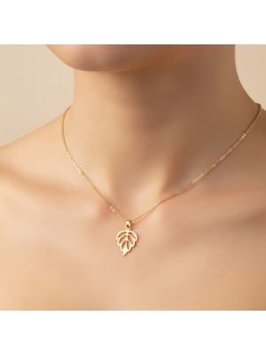 Tabitela 14 Ayar Altın Kolye Ucu Yaprak GM7294 0.5 gr