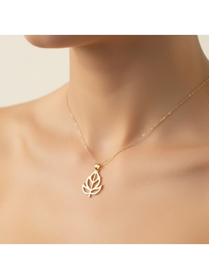 Tabitela 14 Ayar Altın Kolye Ucu Yaprak GM7296 0.5 gr
