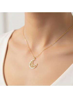 TabiTela 8 ayar altın kolye ucu ay GM7537 0.5 gr