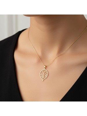 Tabitela 14 Ayar Altın Kolye Ucu Yaprak GM7325 0.5 gr