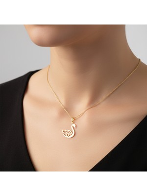 TabiTela 14 ayar altın kolye ucu kuğu GM8202 1 gr