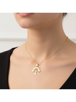 TabiTela 8 ayar altın kolye ucu meşe   GM7658 0.5 gr