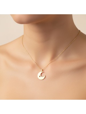 TabiTela 8 ayar altın kolye ucu ay ve yıldız   GM7549 1 gr