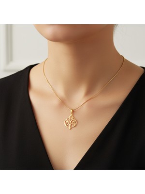 TabiTela 8 ayar altın kolye ucu meşe   GM7663 0.5 gr