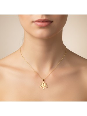 TabiTela 8 ayar altın kolye ucu lotus   GM7422 1 gr