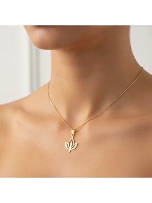 TabiTela 8 ayar altın kolye ucu lotus   GM7444 1 gr