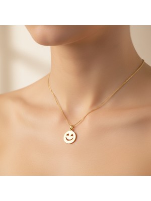 TabiTela 14 ayar altın kolye ucu gülen yüz GM8064 0.5 gr