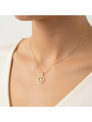 TabiTela 8 ayar altın kolye ucu barış işareti   GM7903 1 gr
