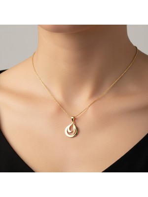 TabiTela 14 ayar altın kolye ucu Ateş alevi GM6895 1 gr