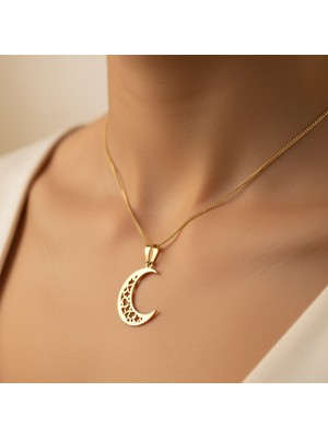 TabiTela 8 ayar altın kolye ucu ay GM7545 0.5 gr