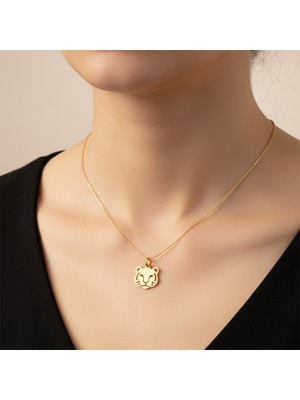 TabiTela 8 ayar altın kolye ucu kaplan   GM8272 1 gr