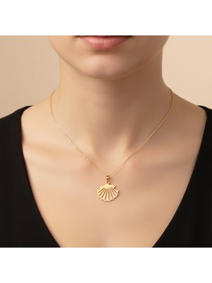TabiTela 8 ayar altın kolye ucu deniz kabuğu   GM8031 1 gr