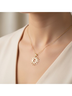 TabiTela 14 ayar altın kolye ucu güneş GM8170 1 gr