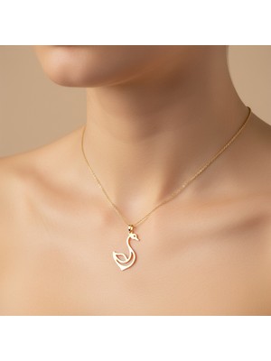 TabiTela 14 ayar altın kolye ucu kuğu GM8204 1 gr