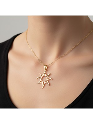 TabiTela 14 ayar altın kolye ucu güneş GM8157 1 gr