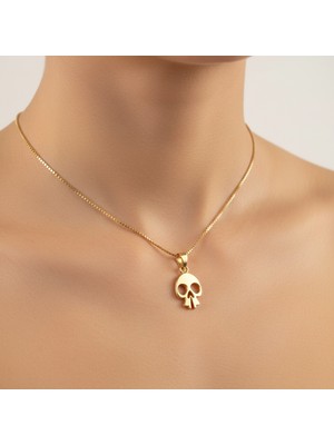 TabiTela 14 ayar altın kolye ucu kafatası   GM8035 0.5 gr