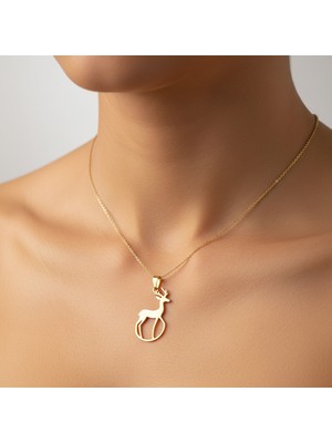 TabiTela 14 ayar altın kolye ucu ceren ya karaca GM6971 0.5 gr