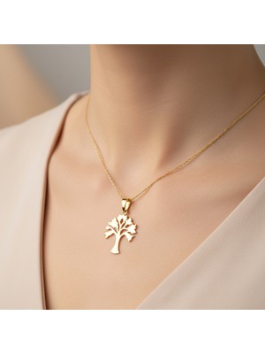 TabiTela 8 ayar altın kolye ucu meşe   GM7650 1 gr