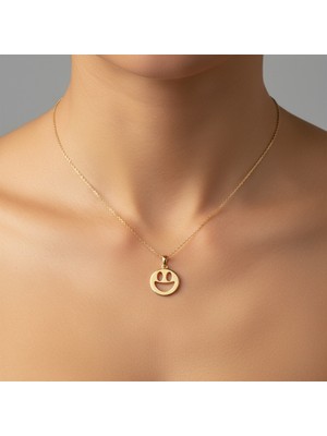 TabiTela 8 ayar altın kolye ucu gülen yüz GM8078 1 gr