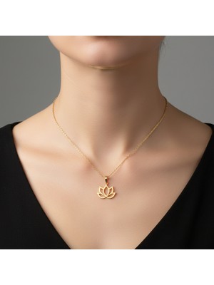TabiTela 14 ayar altın kolye ucu lotus   GM7438 0.5 gr