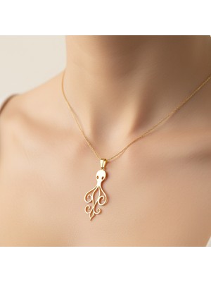 TabiTela 8 ayar altın kolye ucu ahtapot GM8739 1 gr