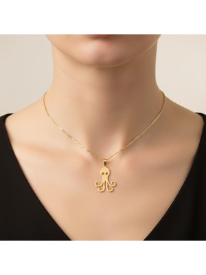 TabiTela 8 ayar altın kolye ucu ahtapot GM8735 1 gr