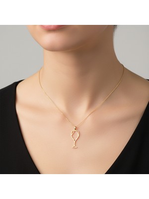 TabiTela 14 ayar altın kolye ucu şarap kadehi GM8904 0.5 gr